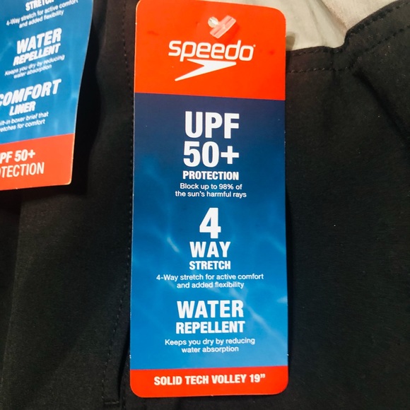 NWT Speedo Mens Swim Trunks Black/Gray Size M - Picture 7 of 8